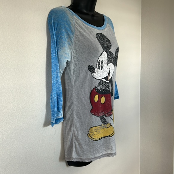Disneyland Walt Disney World Mickey Mouse Burnout Baseball Sleeve T Shirt - Picture 5 of 7